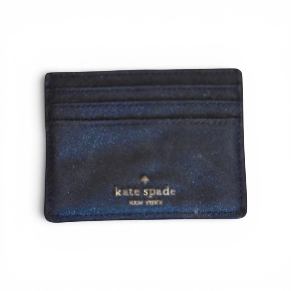 NWOT Kate Spade New York Black Glitter Slim Card Holder Wallet